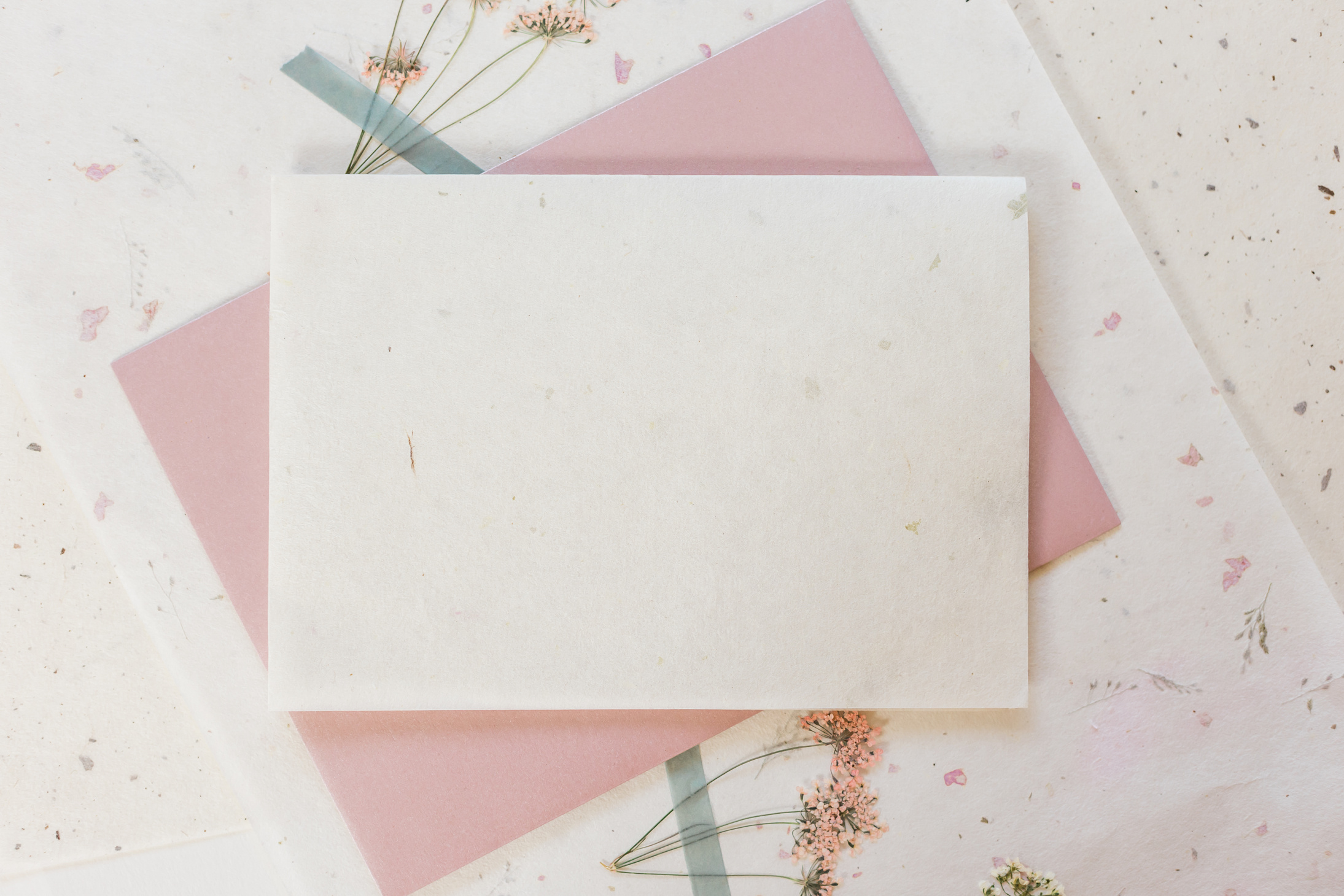 Blank Card with Pressed Flowers