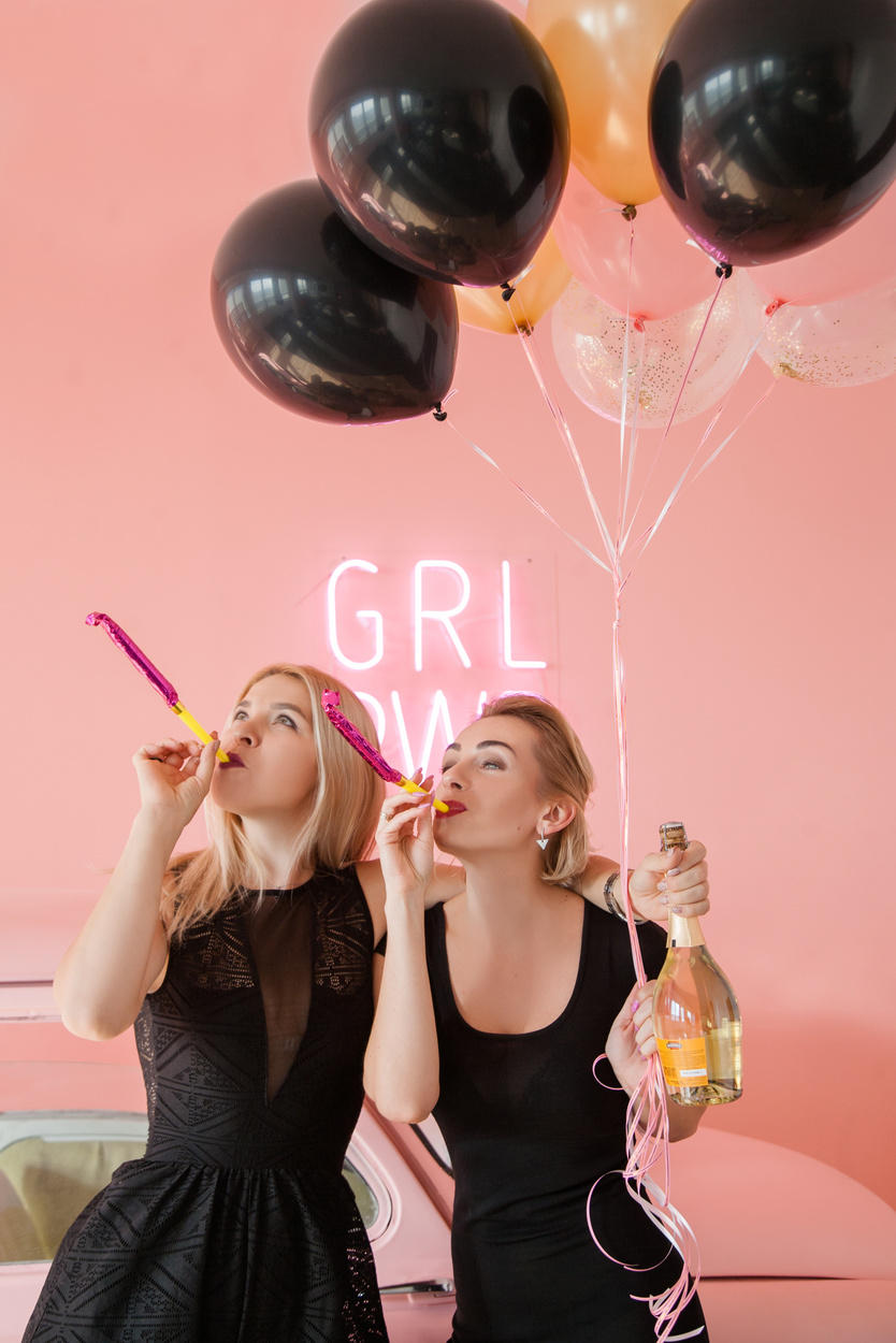 bridal shower party fun joyful whistling girls